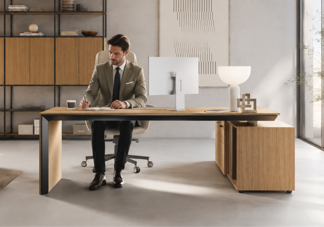 Linea 351 dettaglio piani 38 mm e materiali direzionali